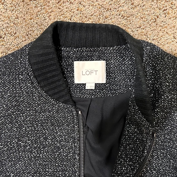 Black Tweed Bomber Jacket - LOFT - Picture 1 of 4
